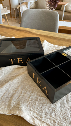CAJA DE TE MADERA 6 DIVISIONES NEGRA - tienda online
