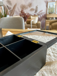 CAJA DE TE MADERA 4 DIVISIONES NEGRA - tienda online