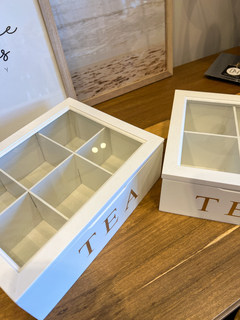 CAJA DE TE MADERA 6 DIVISIONES BLANCA - tienda online