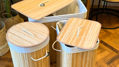 CESTO DE ROPA BAMBOO RECTANGULAR CON TAPA