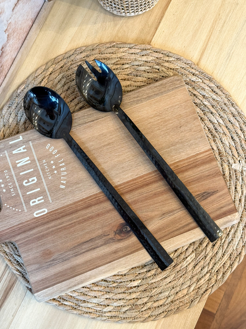 SET X2 CUBIERTOS PARA ENSALADA OVAL BLACK KIRAN 29CM - comprar online