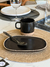 PLATO POSTRE ZARZIS NEGRO CON BORDE NATURAL - comprar online