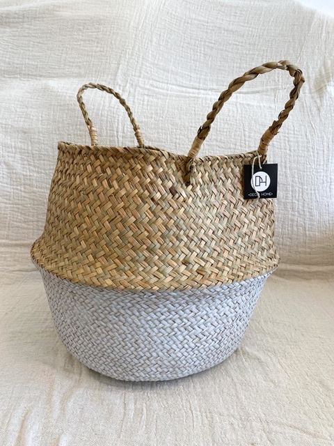 CESTO VIETNAM BEIGE Y BLANCO 35X29