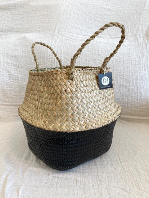 CESTO VIETNAM BEIGE Y NEGRO 35X29