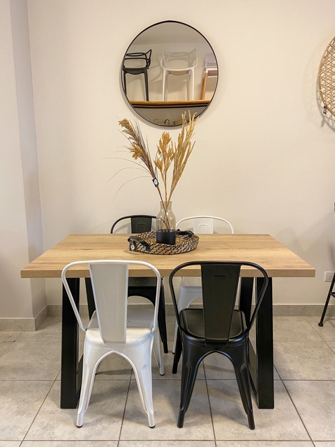 MESA HIERRO Y FEELWOOD 1,40 BASE TRIANGULAR