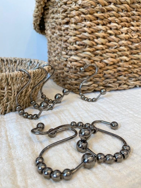 GANCHOS PARA CORTINA BOLITAS GRAFITO X12