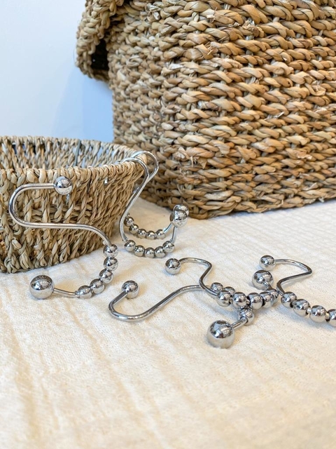 GANCHOS PARA CORTINA "S" BOLITAS CROMADO X12