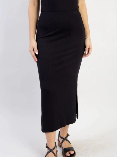 Pollera Midi rib - negra - comprar online