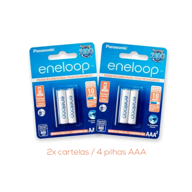 Pilha Recarregável Panasonic Eneloop AAA 800mAh (4 unidades) BK-4MCCE/2BB (cópia)