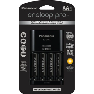 Carregador Panasonic Eneloop Pro + 4 pilhas AA 2550mAh - BQ-CC17