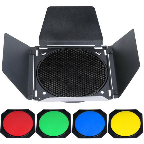 KIT Godox Barndoor BD-04 + Refletor QTII7 (18cm) - CAMERA NINJA • PHOTO VIDEO STORE