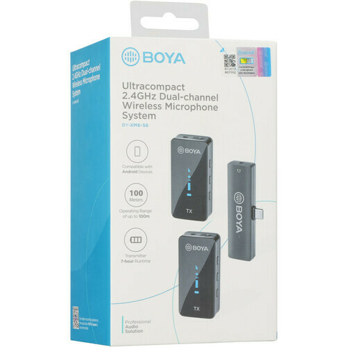 Sistema Microfone Lapela Duplo Sem Fio Digital - Boya BY-XM6-S6 (2.4Ghz / OLED / ANDROID TYP-C) - loja online