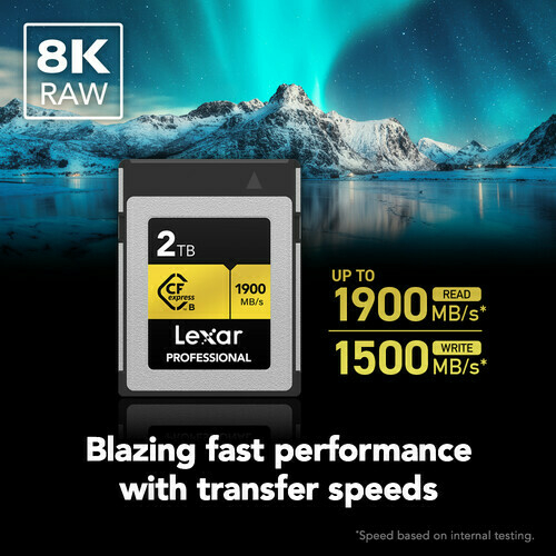 Lexar 2TB Professional CFexpress Type B (read 1900 MB/s - write 1500mb/s - Gold Series) - LCXEXPR002T-RNENG - comprar online