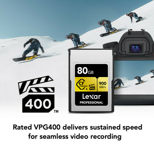 Cartão de Memória CFexpress Tipo A - Lexar Professional 80gb (Serie Gold - 900mb/s - 8k/4k/Hrf 120fps) - LCAGOLD080G-RNENG na internet
