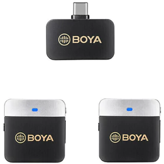 Sistema Microfone Lapela Duplo Sem Fio Boya BY-M1V4 (2.4Ghz / USB-C)
