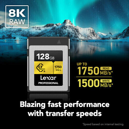 Lexar 128gb Professional CFexpress Type B (read 1750 MB/s - write 1500mb/s - Gold Series) - LCXEXPR128G-RNENG - comprar online