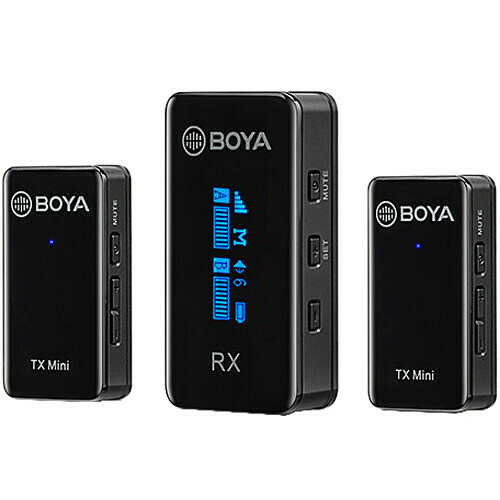 Sistema Microfone Lapela Sem Fio Digital DUO - Boya BY-XM6-K2 ( 2.4Ghz / OLED / TRS 3.5mm / Case de Carregamento) - CAMERA NINJA • PHOTO VIDEO STORE