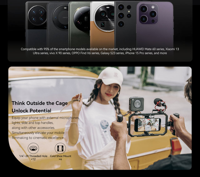 Kit Cage/Gaiola Universal Mobile SmallRig MC4 4597 (Cage 4299 com Handles 4402 /4403) - CAMERA NINJA • PHOTO VIDEO STORE