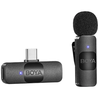 Sistema Microfone Lapela Sem Fio Boya BY-V10 (2.4Ghz / USB-C)
