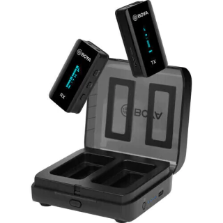 Sistema Microfone Lapela Sem Fio Digital SOLO - Boya BY-XM6-K1 ( 2.4Ghz / OLED / TRS 3.5mm / Case de Carregamento)