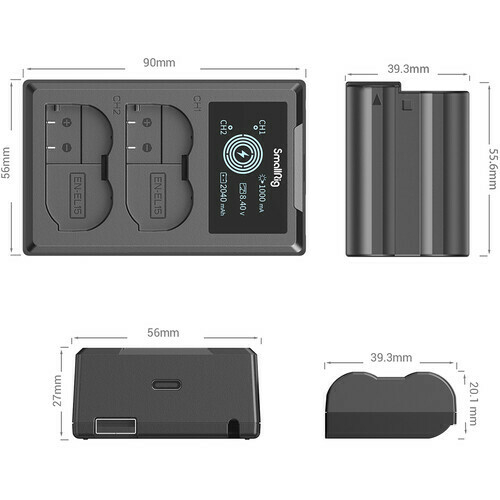 Kit Carregador Duplo + 2X Baterias Nikon EN-EL15 SmallRig 3820B
