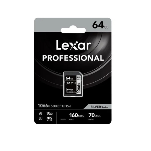 Cartão de Memória Lexar 64GB Professional Silver 1066x UHS-I V30 SDXC - comprar online