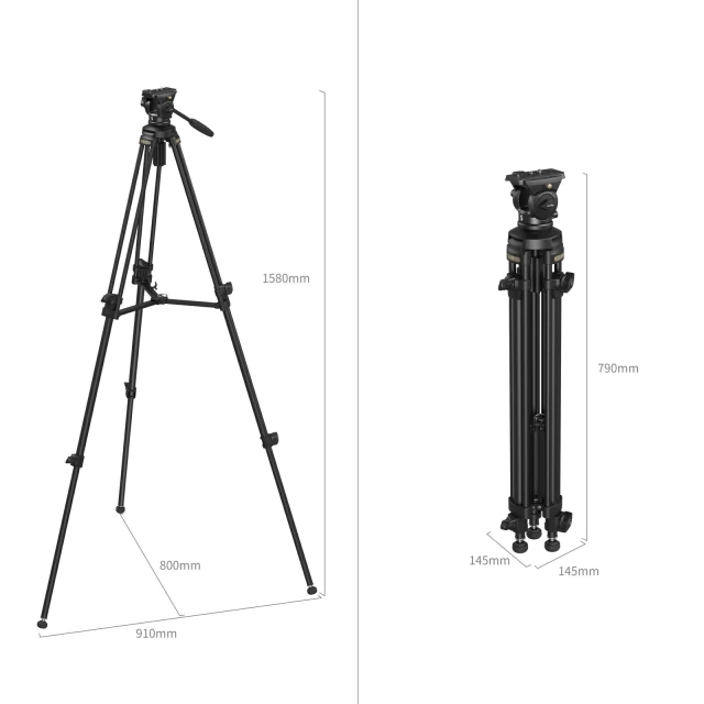 Tripé para Vídeo SmallRig Lightweight AD-50 Lite Cabeça Hidráulica (4684 - carga max 5kg / 158cm )