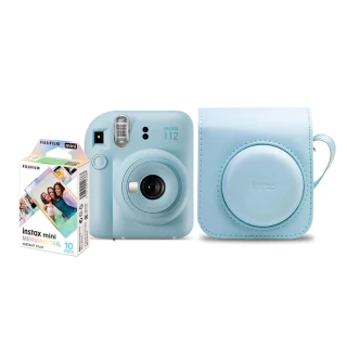 Kit Câmera Instax Mini 12 com pack 10 fotos Mermaid Tail e Bolsa - COR AZUL CANDY - comprar online