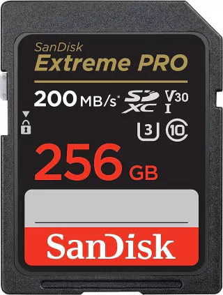 SD - SanDisk Extreme Pro SDXC UHS-I V30 - 256GB (200mb/s)