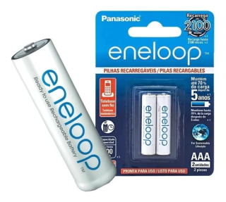 Pilha Recarregável Panasonic Eneloop AAA 800mAh (2 unidades) BK-4MCCE/2BB