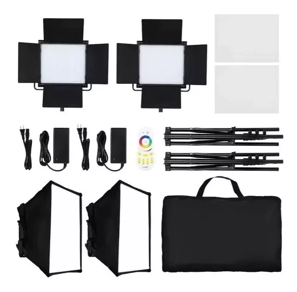 Kit Iluminador Led LL5500RP Godox RGB c/ controle remoto (4 baterias NP550 + 2 carregadores + 2 Softbox + 2 tripes) - comprar online