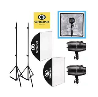 Kit 2x Flash Estúdio Eagle EG-250B 250W (110V) + 2 Softbox 50x70 bowens + 2 tripes ys302