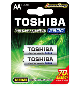 Pilha Recarregável AA 1,2v 2600mAh TNH6GAE (C/2 Pilhas) Toshiba