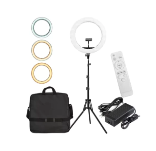 Ring Light Portátil LED 45cm CL18 Bicolor ( 1 sup. celular + Tripé 2m) -Suporta Uso de 2 Baterias Np-f970 vendido separadamente