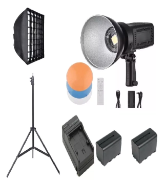 KIT LED LIGHT SPECTRA (1 led F200w Bowens / Softbox 60x90 com grid / 2x baterias np970 + carregador / tripé 2.4m / fonte Ac / controle remoto)