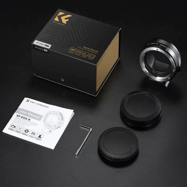 Adaptador Montagem K&F EF-EOS / EOS R AF II (Mount Adapter EF-EFS/RF Auto Focus KENTFAITH) - CAMERA NINJA • PHOTO VIDEO STORE