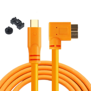 Cabo Tethering USB Micro-B / USB Tipo C - Transferência de dados alta velocidade (3 metros / 650mbs / Fixador Cabo)