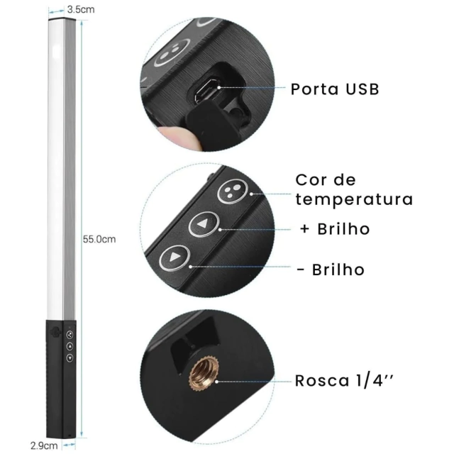 Iluminador Bastão LED Greika HL-144M ( 10w / RGB / 2600mAh / ICR>95 / Controle Remoto) - comprar online