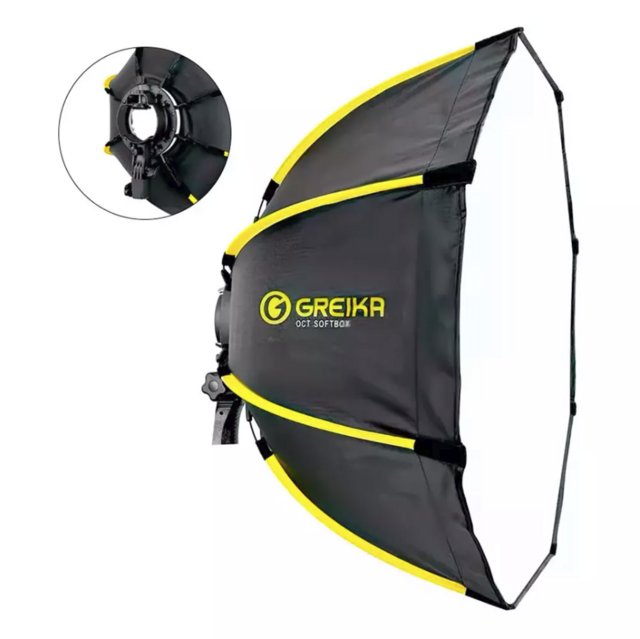 Softbox Parabólico 65cm para SpeedLite Cabeça Redonda (godox V1) - Greika GKX-65 (Suporte para Tripé Estúdio) - sem grid na internet