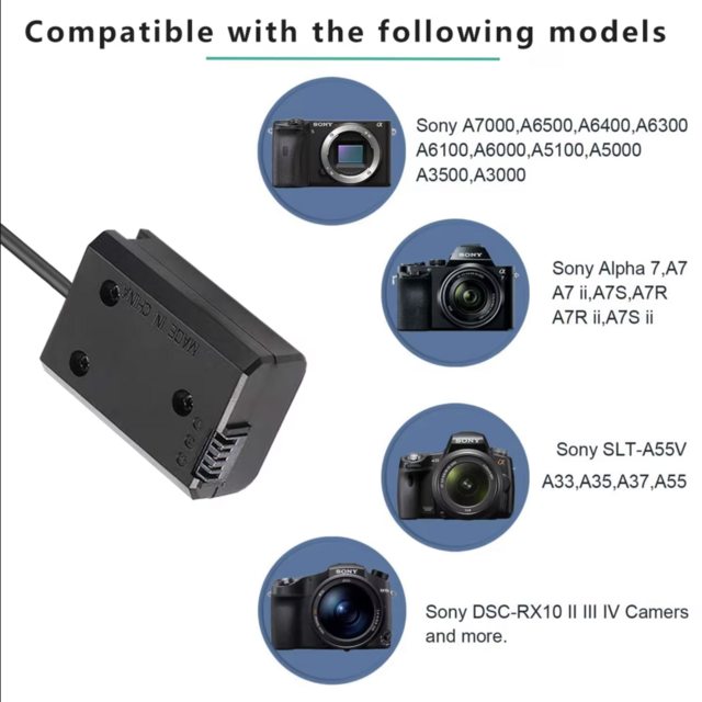 Imagem do Adaptador Dummy Bateria Sony FW50 (Usb-c) consulte compatibilidade de cameras