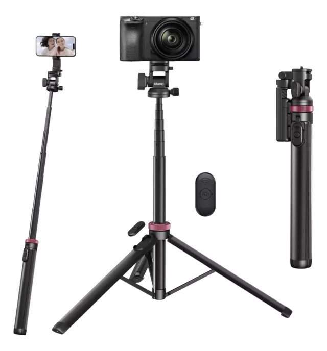 Tripé e Pau de Selfie Ulanzi MT-78 com Suporte Celular / 2x Coldshoe / controle Bluetooth (185cm / 1kg max) - comprar online