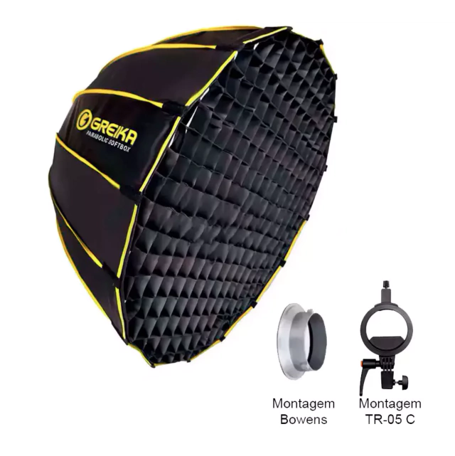 Softbox Parabólico Montagem Rápida 65cm com Grid (3x1 - Bowens / Speedlite Cabeça Circular/ Retangular) - Greika GKH-65 - comprar online
