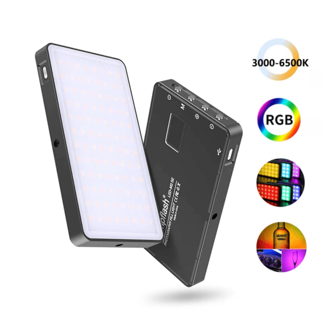 Mini Iluminador LED RGB Mamen JumpFlash M2SE (60 leds / 10w / RGB HSV 360°/ 4000mAh/ 2hs de duração)