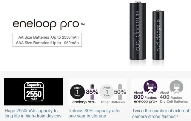 Pilha Recarregável Panasonic Eneloop Pro AA 2550mAh (4 unidades ) - comprar online