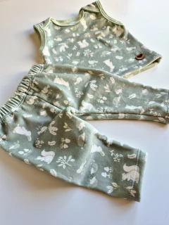 Conjunto de plush - chaleco+legging *BOSQUE VERDE* - unisex - Cosita Linda - Bebés 