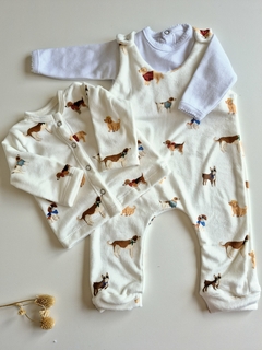 Set 3 piezas *CACHORROS* - jardinero+saquito+body - tienda online