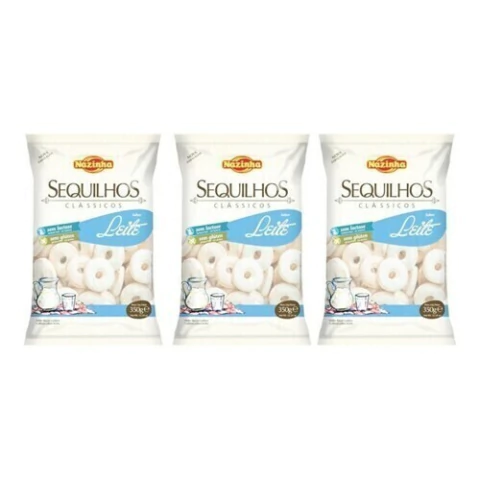 Kit 05 Sequilhos Leite Sem Lactose E Sem Glúten 300g Nazinha