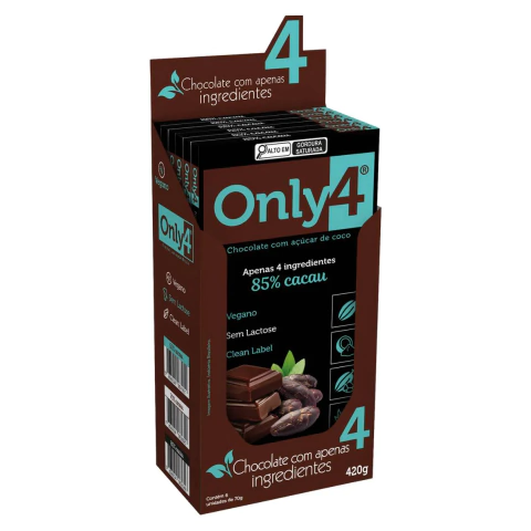 Chocolate Vegano 85% Cacau Puro Only4 70g