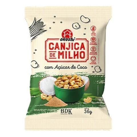 Kit Com 09 Canjicas De Milho Com Açúcar De Coco 50g Okoshi