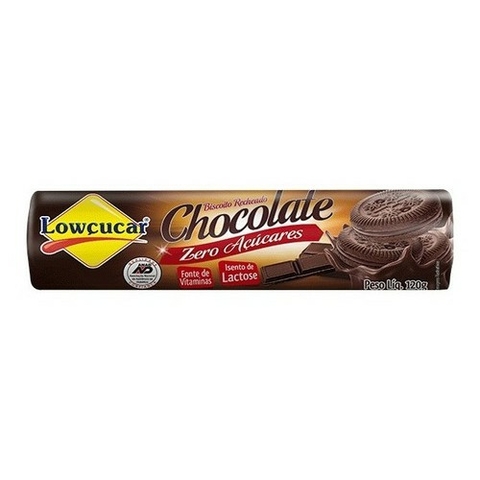 Kit Com 3 Biscoitos Recheados Sabor Chocolate 120g Lowçucar